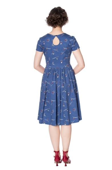 Dámské šaty Rockabilly Retro Pin Up Banned Lets Ski Fit And Flare Dress
