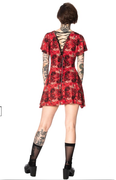 Dámské šaty Rockabilly Retro Pin Up Banned Red Mad Dame Dress