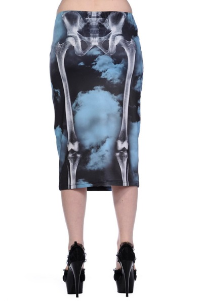 Dámská sukně Banned Skeleton Black Pencil Skirt