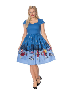 Dámské šaty Rockabilly Retro Pin Up Banned Paris In Winter Fit And Flare Dress
