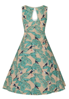 Dámské šaty Rockabilly Retro Pin Up Banned Toucan All Over Dress Coffee