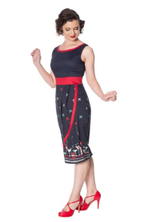Dámské šaty Rockabilly Retro Pin Up Banned Christmas Cocktails Pencil Dress