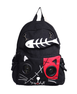 Batoh Banned Kitty Speaker Mp3/Mp4 Backpack Blk/Red