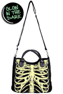 Dámská taška kabelka retro rockabilly pin-up Banned Glow In The Dark Skeleton Shoulder Bag