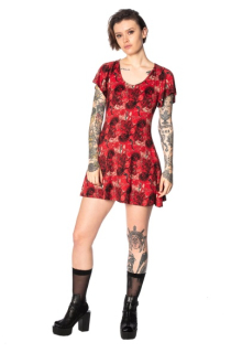 Dámské šaty Rockabilly Retro Pin Up Banned Red Mad Dame Dress