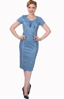 Dámské šaty Rockabilly Retro Pin Up Banned Alaska Blue Sweet Talker pencil Dress